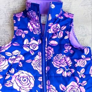 Girls Purple and Silver Puffer Vest Coat